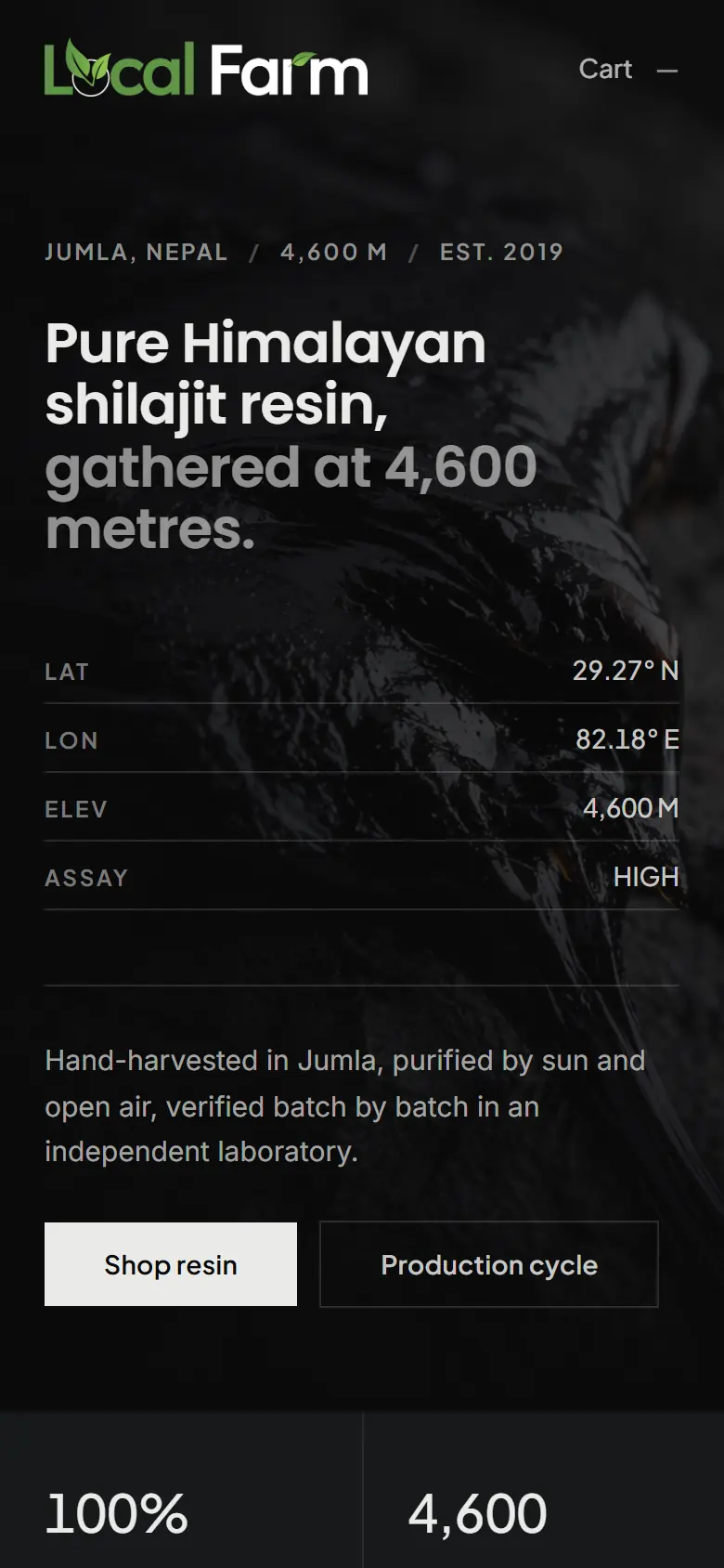 Local Farm home page on a phone.