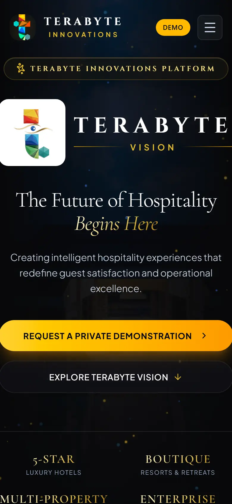 Terabyte Innovations home page on a phone.